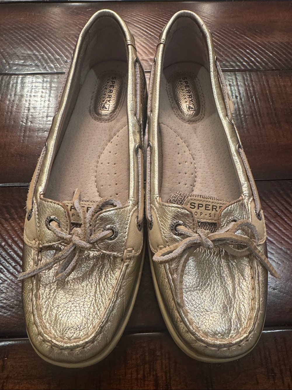 Sperry Top-Sider Gold Metallic Leather Angelfish Boat Shoes 8.5